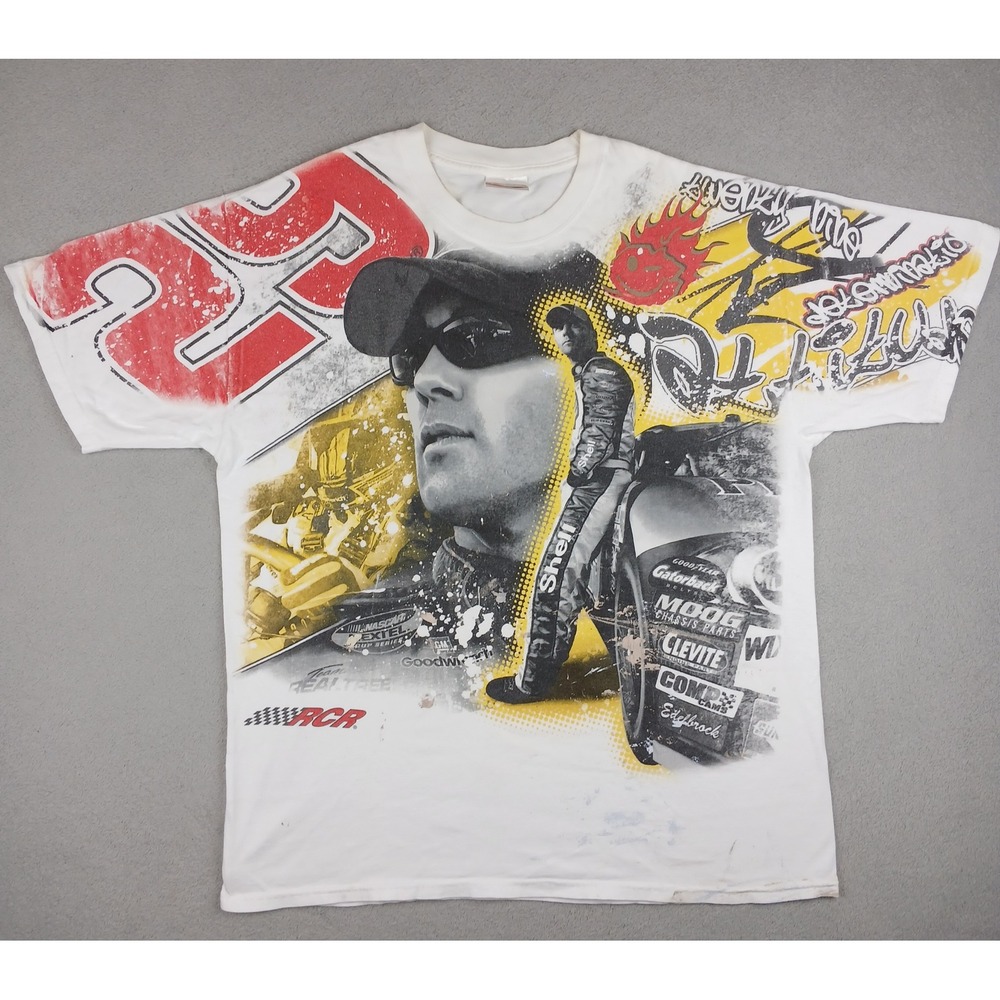 Chase Authentics NASCAR T Shirt Mens Large White Kevin Harvick 29 Shell RCR AOP